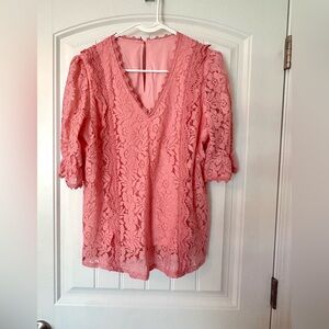Peach lacy blouse with lining. Worn once